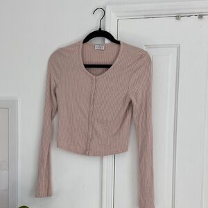 LESET Ribbed Long Sleeve Top - Soft Pink